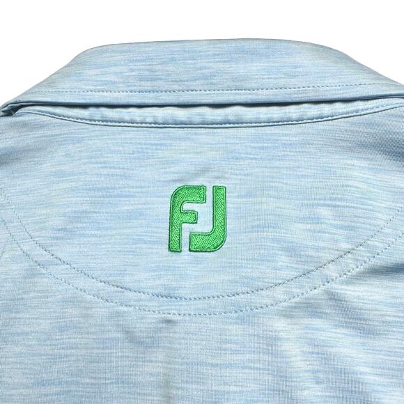 FootJoy | Men | Stripe Heather Blue Performance Golf Polo Shirt | Size Medium - Picture 7 of 7